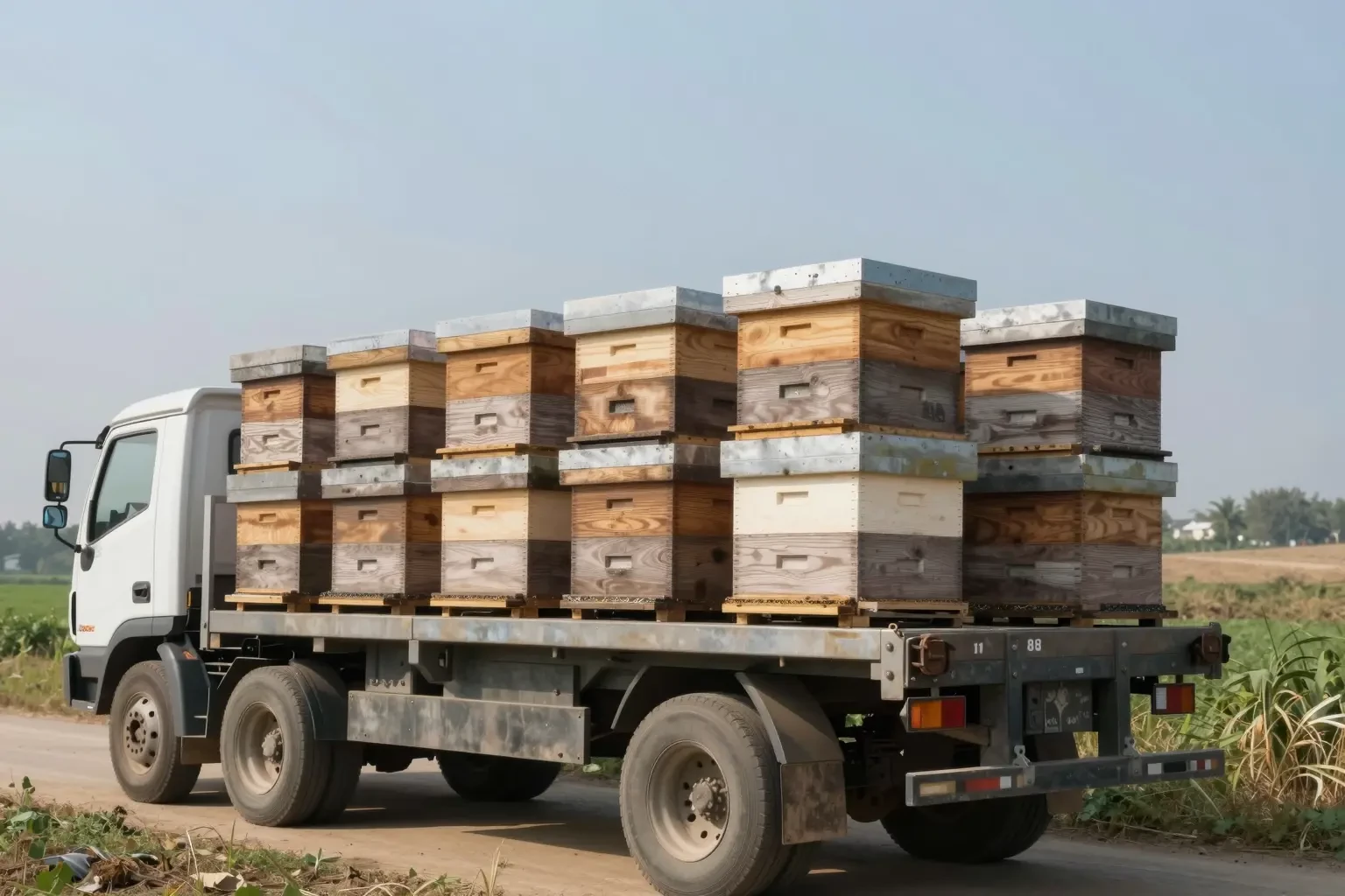 How do they transport bees by flat bed truck